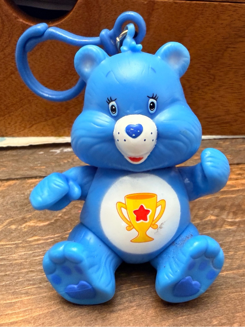 Champ Care Bear Carebear keychain collectible GUC 3.5” moveable arms legs